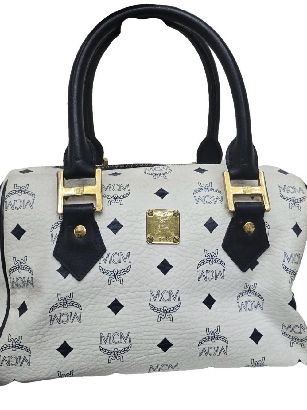 MCM White Leather Logo Crossbody